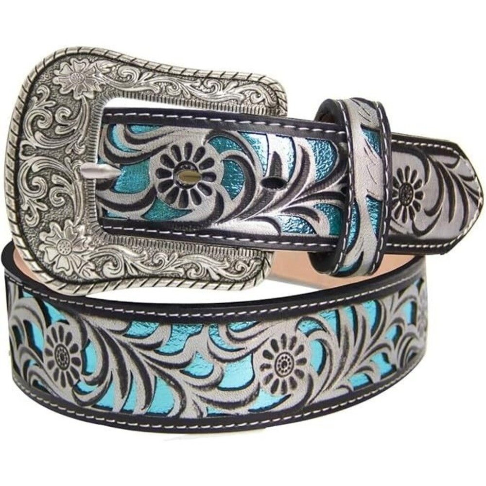 TOPACC Women's Western Belts Silver Cowgirl Cowboy Country Belts Jeans Rodeo